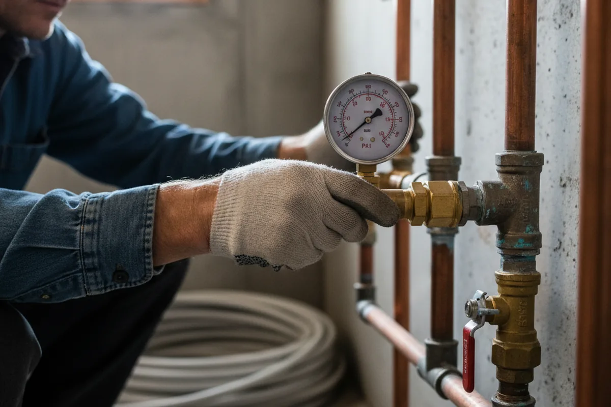 Pressure testing a repaired line during Water Line Repair in Rockhill Furnace